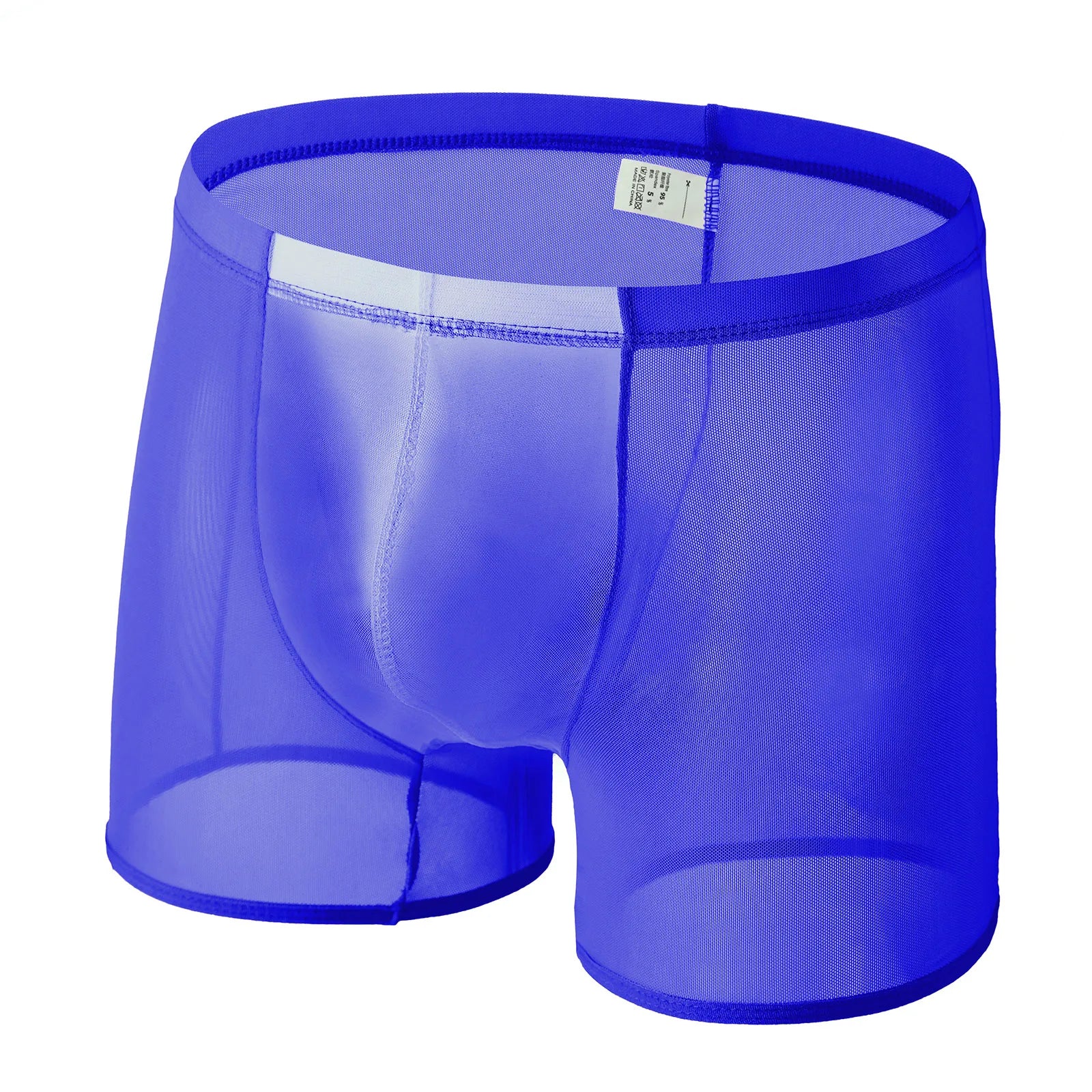 Mens Sexy Mesh Underwear Boxers Shorts Transparent Man Penis Pouch Panties Sheer Underpants Long Leg Boxershorts