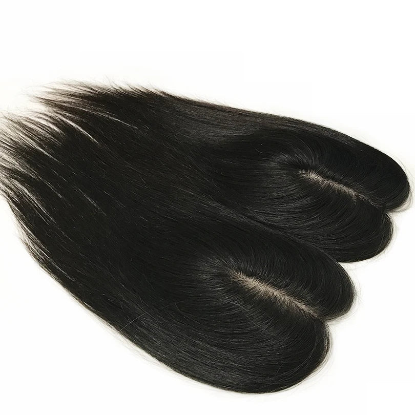 9x14cm Straight Silk Base Women Topper with Clips In Virgin European Human Hair Toupee for Women  20cm-40cm Hand Made