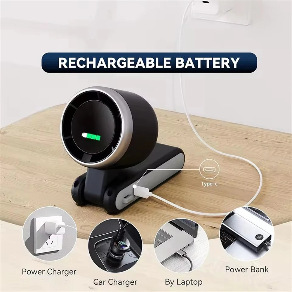 MEUYAG Portable 3-in-1 Turbo Handheld Fan, 5 High-Speed Settings, 3600mAh Power, Digital Screen, Foldable USB/Type-C Charge