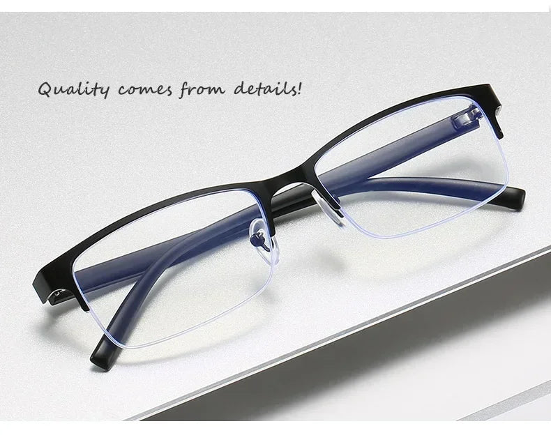 Myopia Prescription Glasses -0.5 TO -10 Men Women Business Half Frame Anti Blue Ray Photochromic Shortsighted Spectacles F518