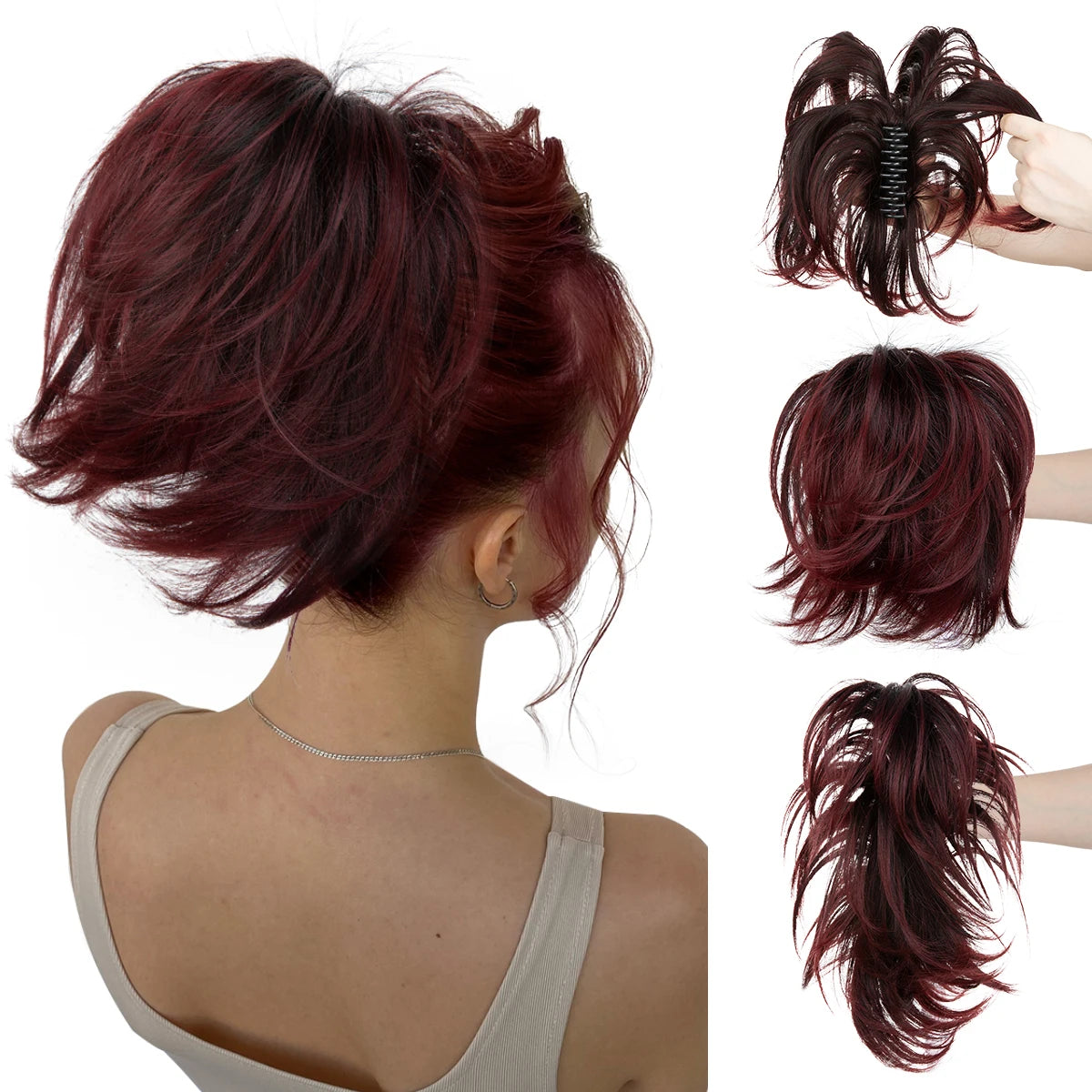 SARLA Synthetic Diy Claw Clip In Ponytail Extension Hairpiece Hair Bun Fake Blonde Hair False Pigtail for Women