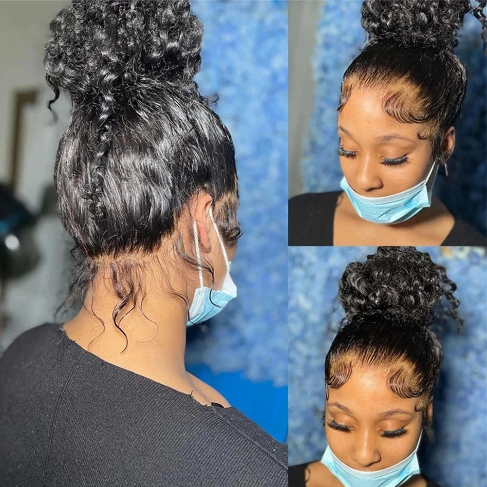 250 Density 360 Full Hd Lace Front Human Hair Wig Pre Plucked 30 Inch Glueless Wig 13X6 Deep Curly Wave Frontal Wig Human Hair
