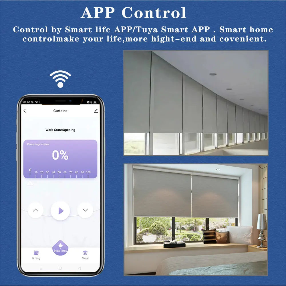 LifeLibero Tuya Wifi Battery Smart Curtains Motor Roller Blinds For 38mm Tube Rechargeable Wired Free Shutter Electric Motor