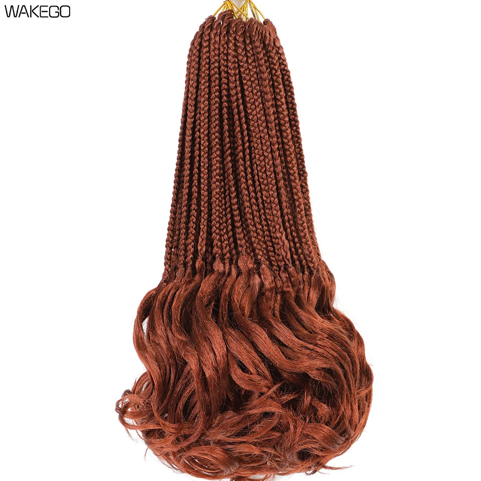 24 18 14 Inches French Curly Crochet Braids New Goddess Box Braids Bouncy French Curl Braid Hair Crochet Synthetic Braiding Hair