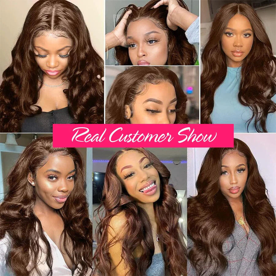 13x4 Brown Lace Front Wig Female Brazilian Body Wave Human Hair Wigs For Women Glueless Chocolate Brown 13x6 Hd Lace Frontal Wig