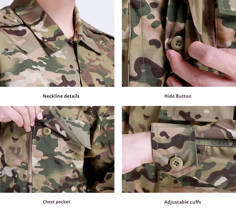 Desert & Jungle Outdoor Camouflage Uniform Tactical Uniform Combat Hunting Suit BDU Training Jacket and Pant