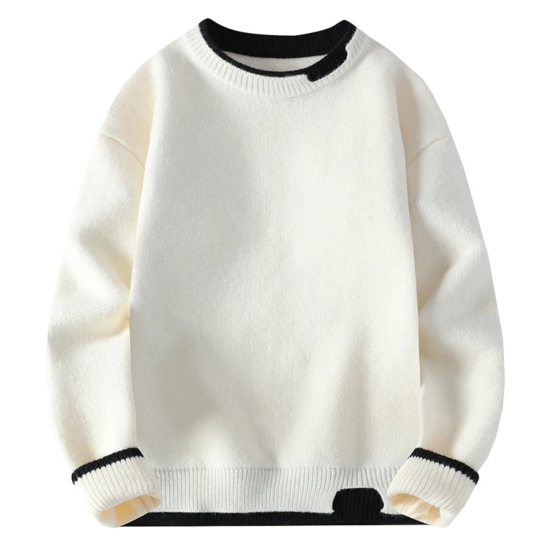 men round neck Solid color knitwear Men's High-Quality Fashion Trend Sweater Autumn/Winter Men Casual Comfortable Warm Sweaters
