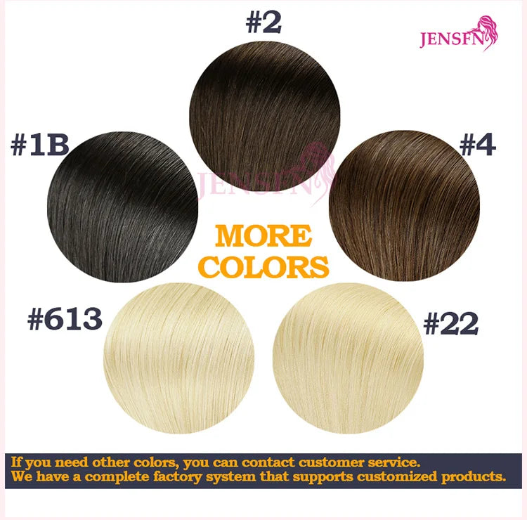 JENSFN  Bulk Hair Extensions Human Hair Straight  16"-26" Inch 50g/Strand  #613 60  Brown Blonde Color Hair Salon Supplies