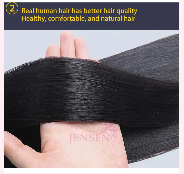 JENSFN  Bulk Hair Extensions Human Hair Straight  16"-26" Inch 50g/Strand  #613 60  Brown Blonde Color Hair Salon Supplies