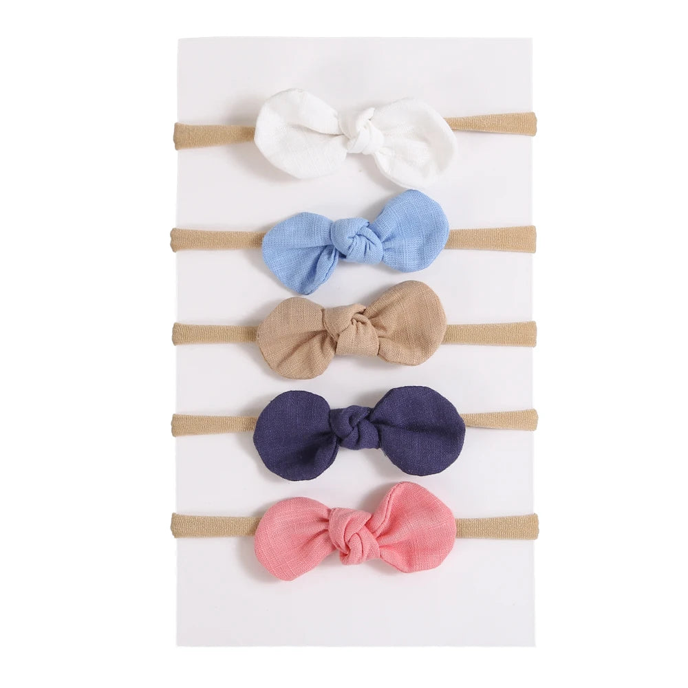 5Pcs/Lot Baby Headband for Baby Girls Soft Nylon Elastic Solid Color Hairband Print Hair Bow Kids Headwear Baby Hair Accessories