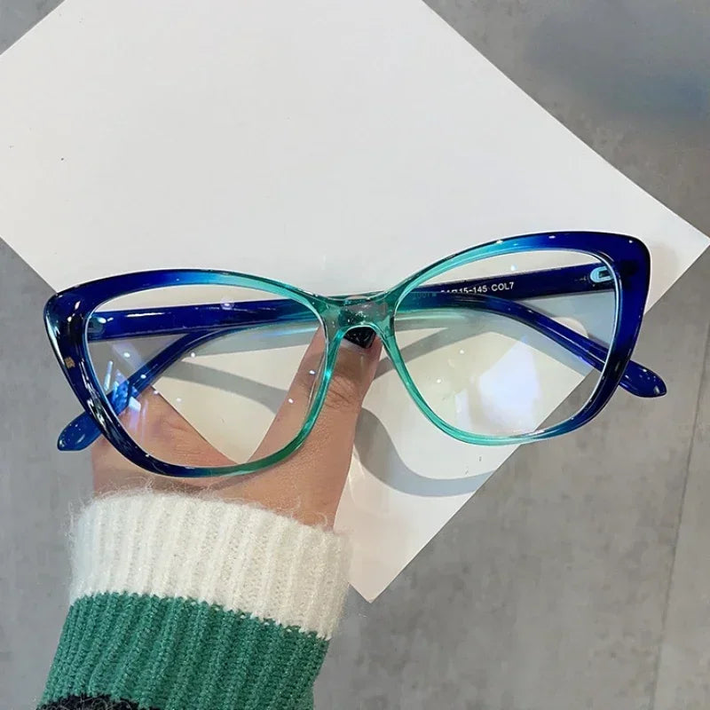 Cat Eye Clear Lens Presbyopia Glasses Retro Gradient Butterfly Frame Reading Glasses Blue Light Blocking Eye Protection Eyewear