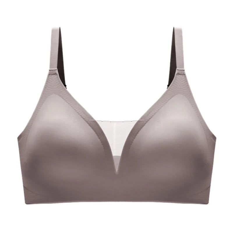 New Latex Seamless Underwear Women No Steel Ring Lace tube top Gathered Sports Pure Color Bra Breastfeeding Anti-sagging Bra