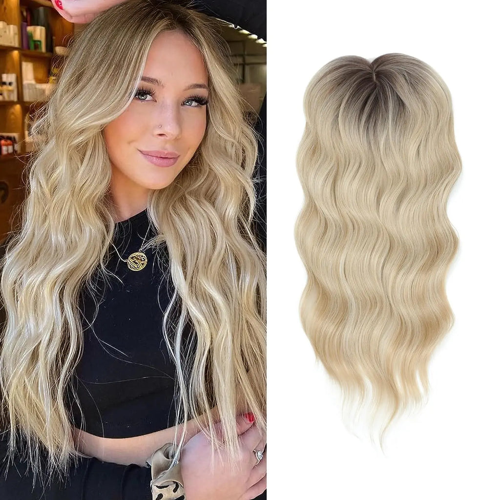 Synthetic Topper Clip In Hair Extensions with Bangs for Women Increase The Amount Of Hair On The Top Of The Head Cover The White