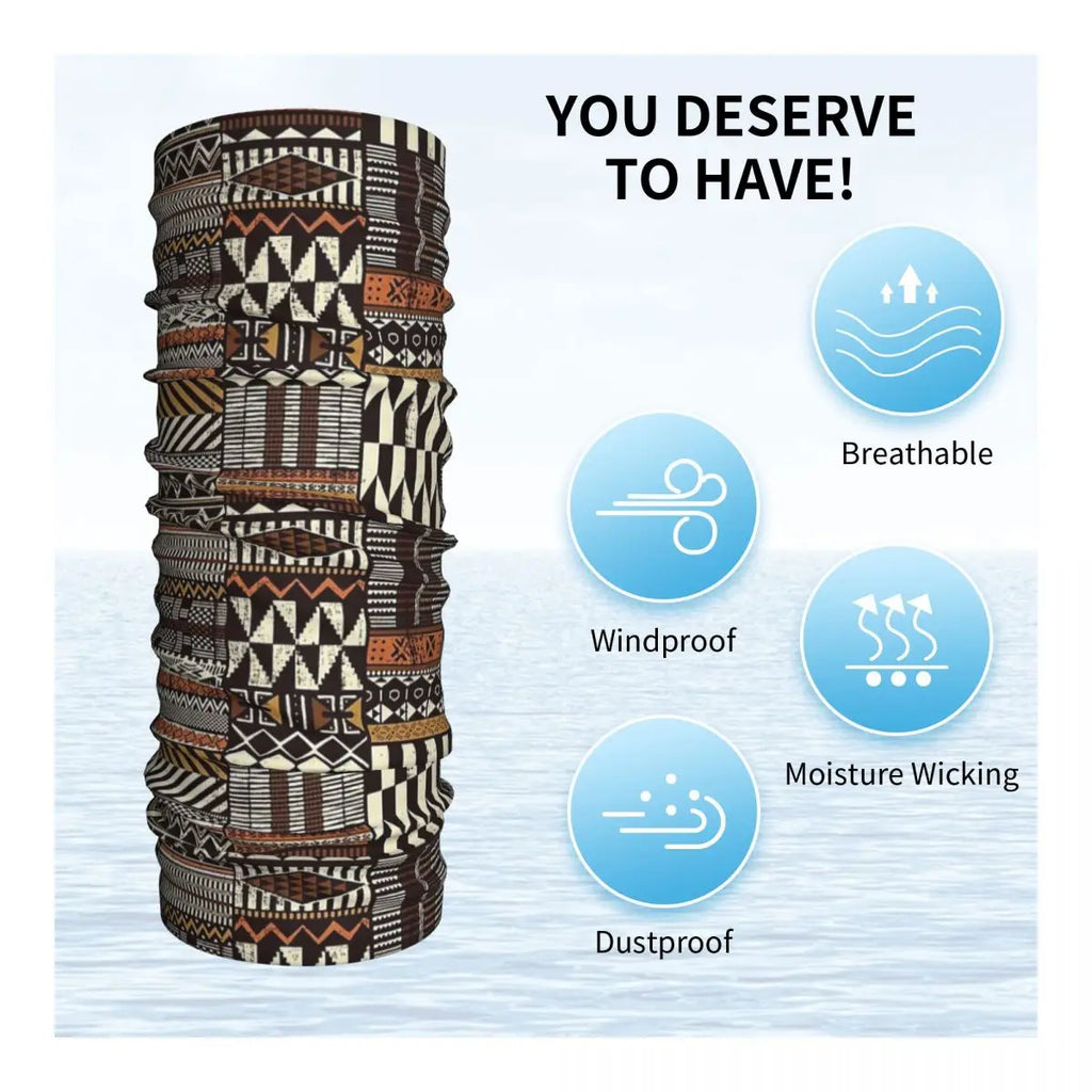Native Tribal African Style Fabric Patchwork Bandana Neck Cover Printed Wrap Mask Scarf Multifunction Cycling Scarf Running