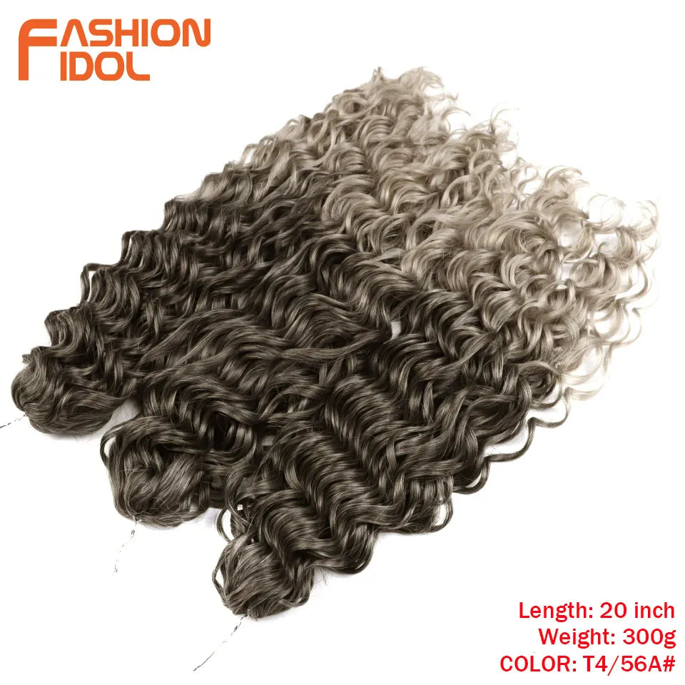 FASHION IDOL Curl Hair Deep Wave Twist Hair Extensions For Women 20 Inch Ombre Blonde Crochet Fake Hair Synthetic Crochet Braids