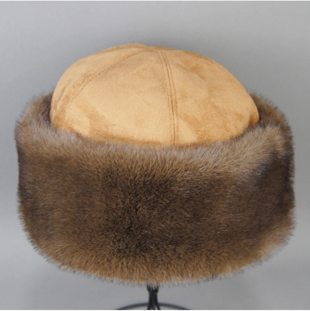 Hot Sale Faux Mink Fur Hat Winter Genuine Baseball Cap Russia Fashion Elegant Lady Warm Faux Fur Ball Straw Hat