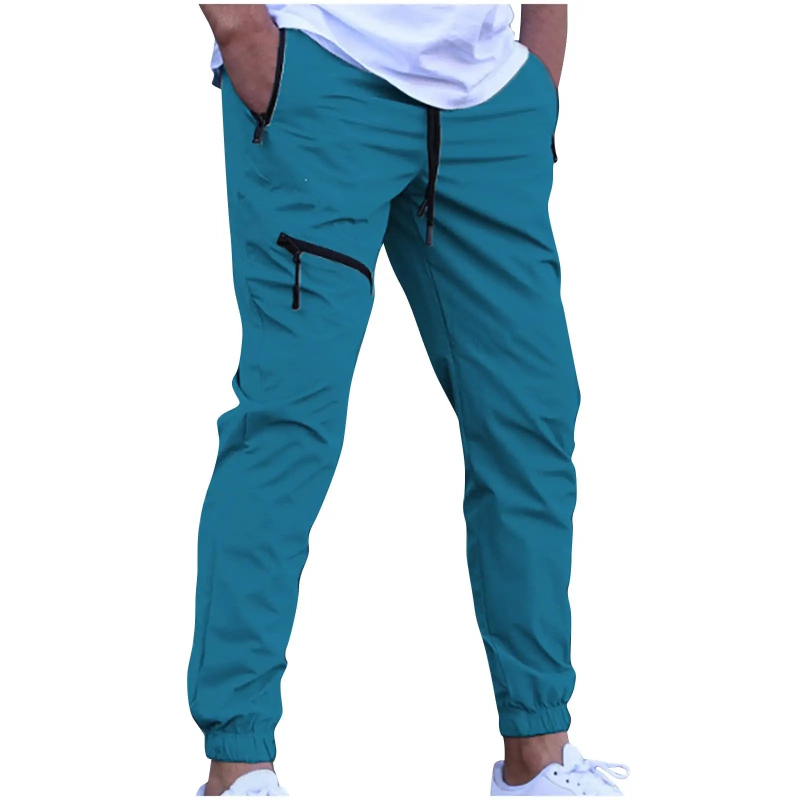 YHOPE Mens Cargo Work Pants Casual Stylish Twill Tapered Slim Fit Pants Athletic Chinos Work Trousers 80s Outfit Streetwear