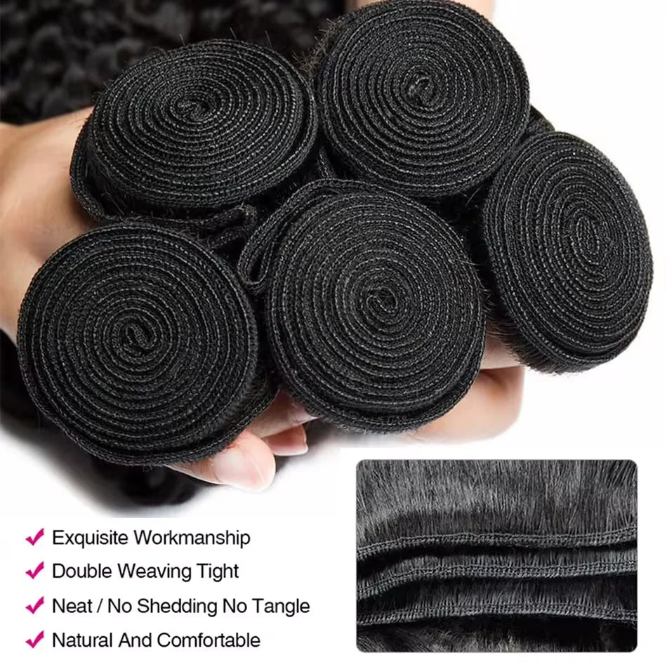 Luvin Deep Wave Human Hair Bundles 30 34 Inch Curly Hair Weaving Remy Unprocessed Tissage Double Weft Virgin Hair Extensions