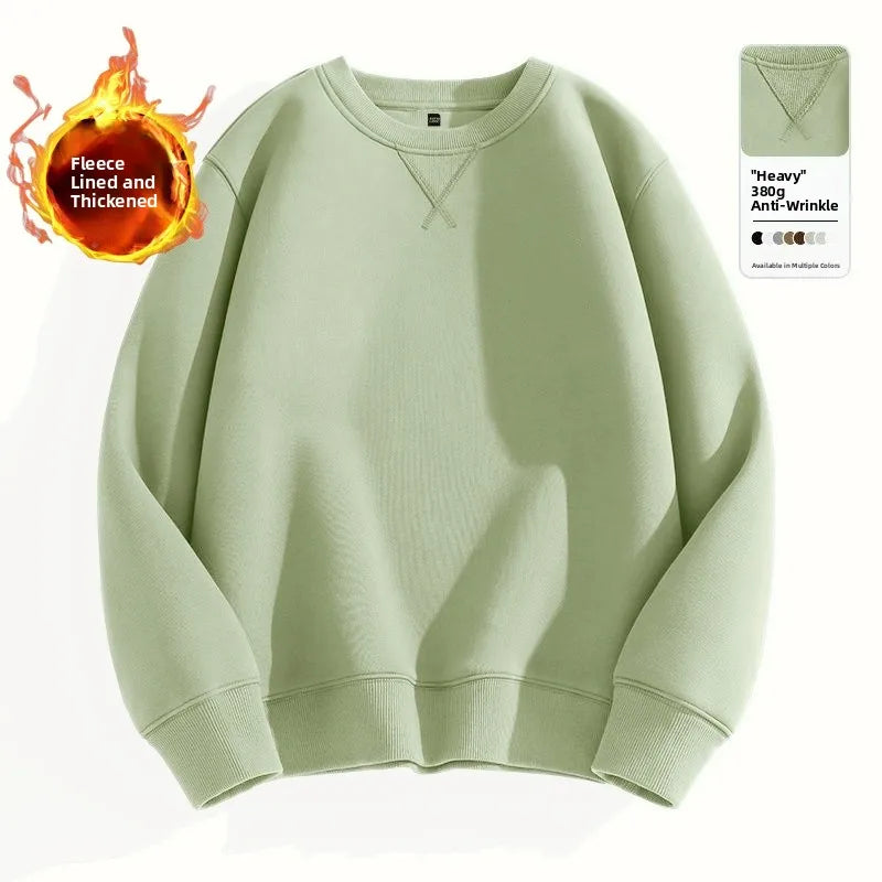 Loose Fit  Color Hoodl Sweatirt Long Sve round Ne Men's Autumn Winter Heavyweight Comfortable Antibacterial Ba...