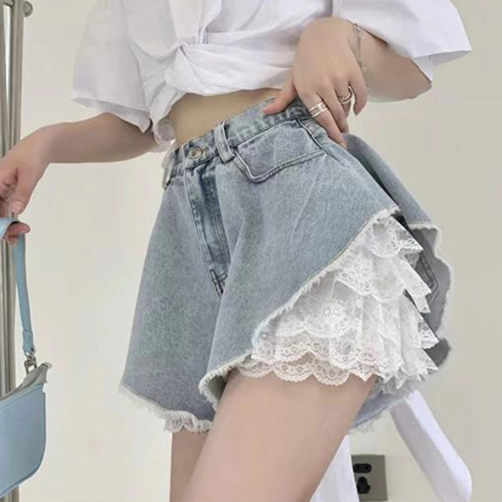 New Lace Ruffle Shorts Lolita Short Victorian Bloomers Pumpkin Satin Knickers Anti Exposure Safety Pants Women Loose Underwear