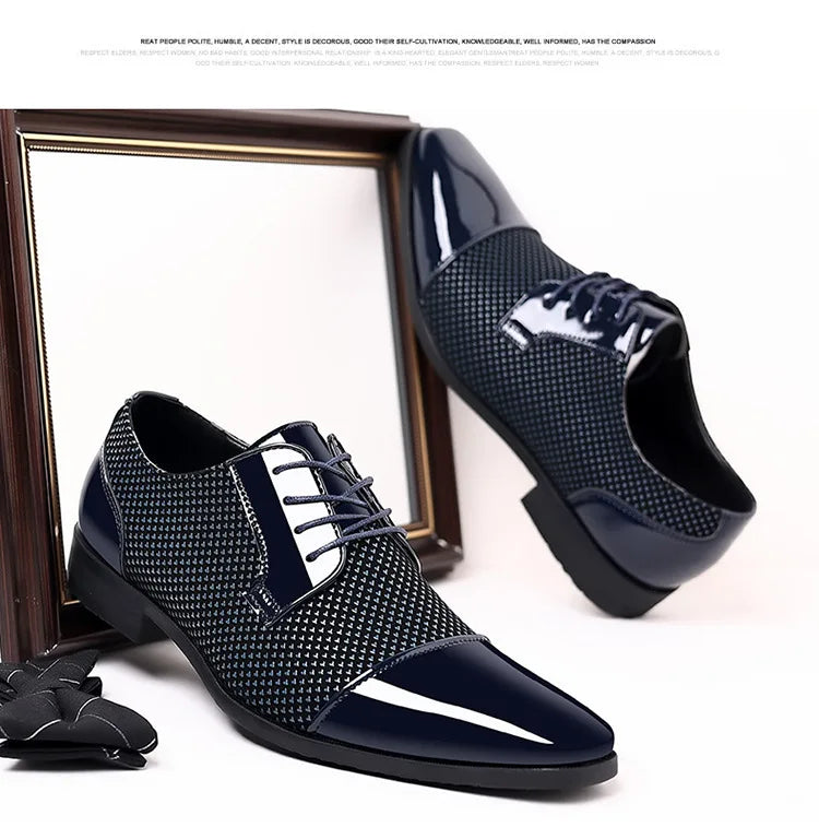 Patent Leather Men's Dress Shoes Slip on Mens Casual Oxford Shoe Brand Moccasin Glitter Male Footwear Pointed Toe Shoes for Men