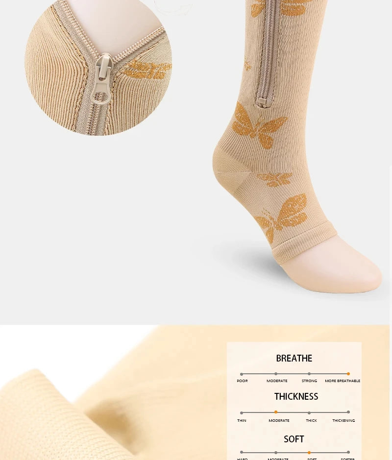 Compression Socks S-XXL Medical Edema Pregnant Varicocele Open Toe Socks Men Women Solid Color Knee Length Elastic Tight Socks