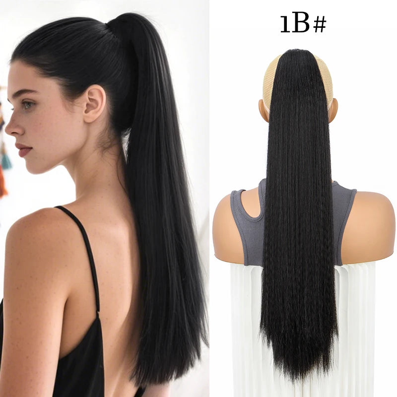 Synthetic Long Ponytail Extension Yaki Drawstring Ponytails for Black Women Clip in Ponytail Hair Extensions