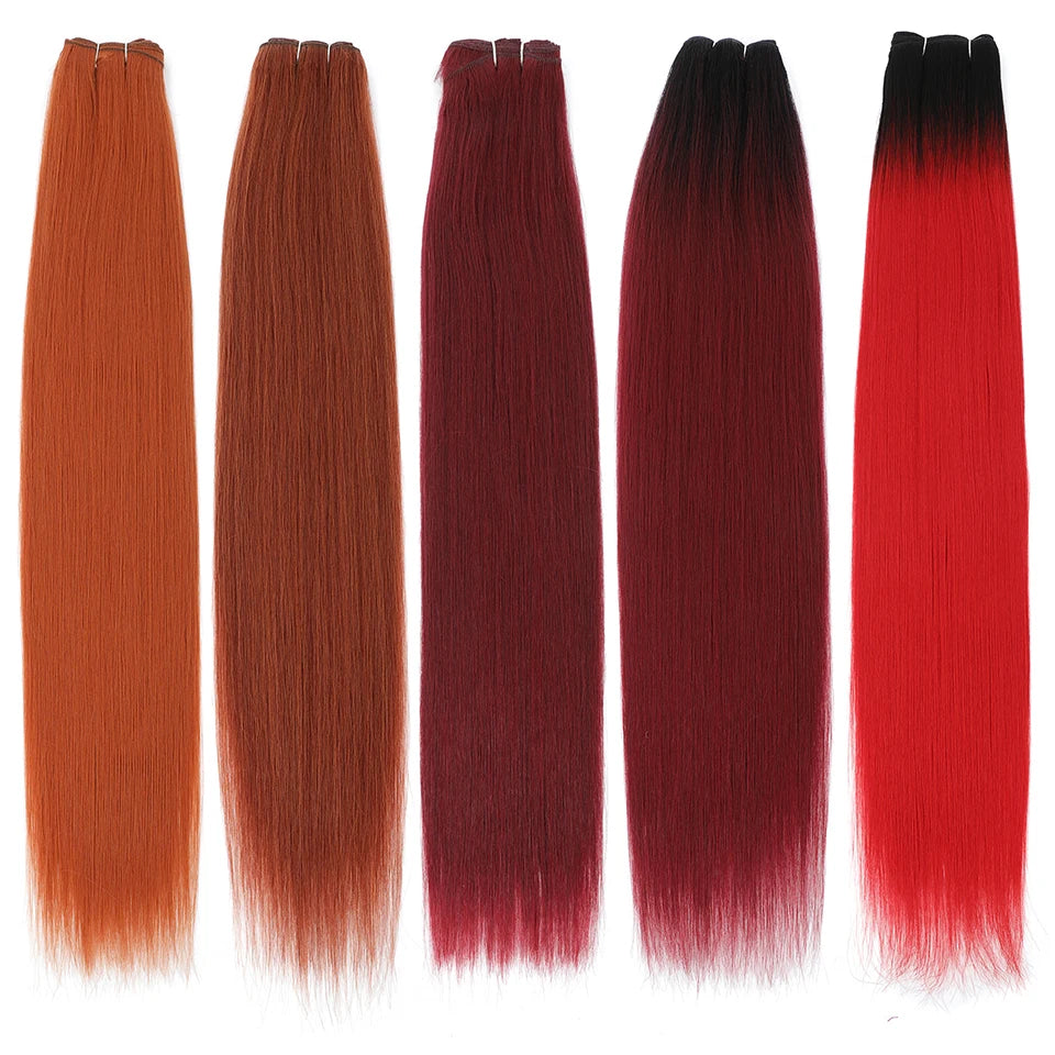24-32 Inch Bio Protein Straight Hair Bundles Synthetic High Temperature 150g 200g Ombre Brown M888 Orange Soft Hair Weaving