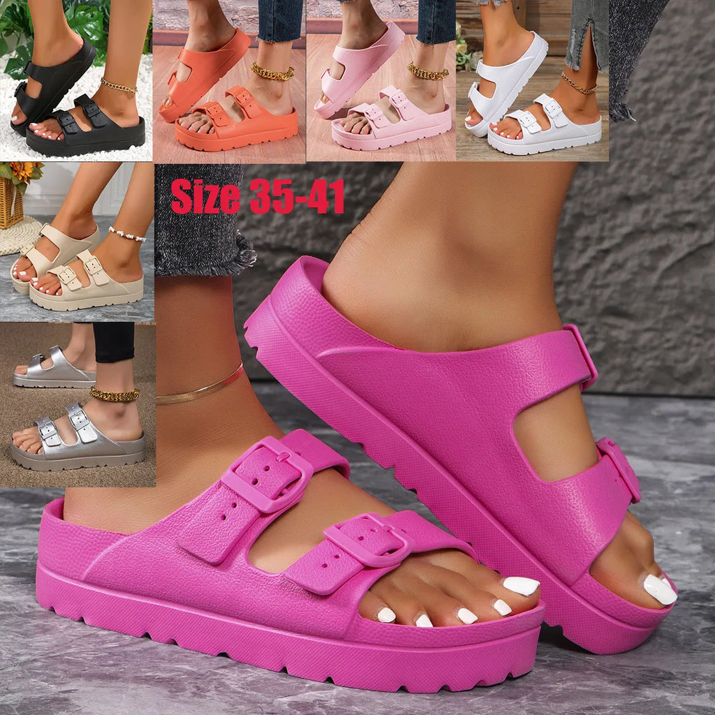 fashion Women Slippers Platform Beach Shoes Girl Outdoor Slides EVA flip flops For Home Shoes buckle Soft Thick Sole Sandals