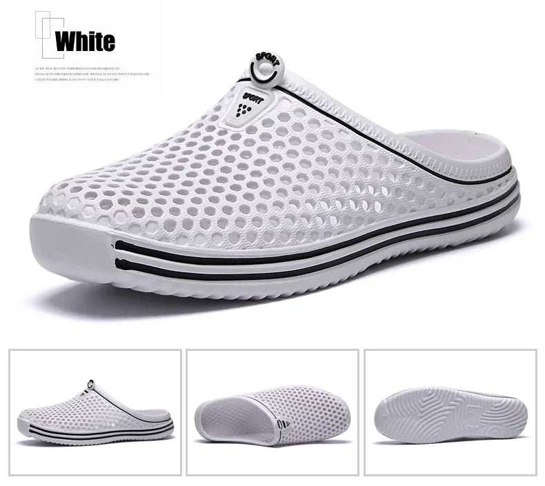 YRZL Mens Sandals Light EVA Summer Casual Shoes Hole Shoes Clogs Lovers Home Garden Outdoor Big Size 45 Male Beach Flat Slippers