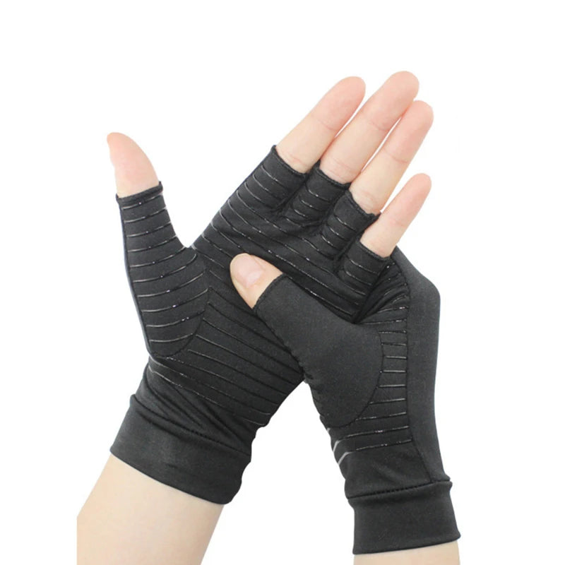 Copper Compression Arthritis Gloves Protect Hand Wrist Support Non-Slip Unisex Mitten Finger Joint Outdoor Effective Pain Relief