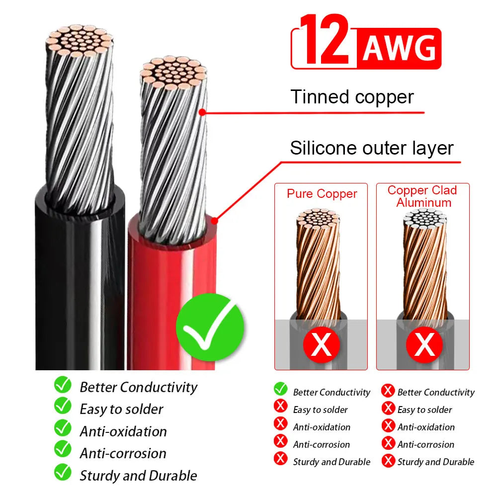 1/2/3M Solar Connector to XT60I- F Adapter 12AWG CableConnect Solar Panel Charge Cable for Solar Generator Portable Power Statio