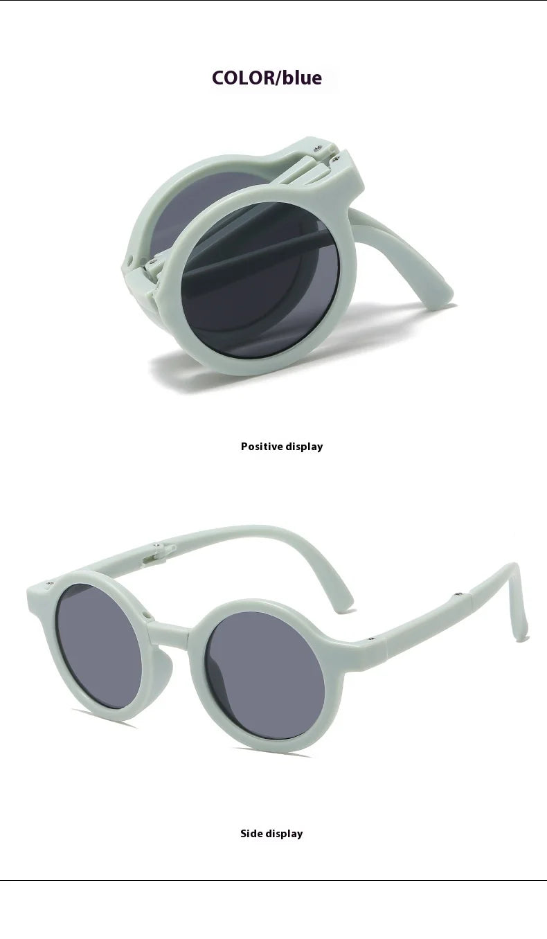 New Folding Children's Fashionable Round Sunglasses Cute Eyeglasses For Boys Girls Baby Sunshade And UV Protection