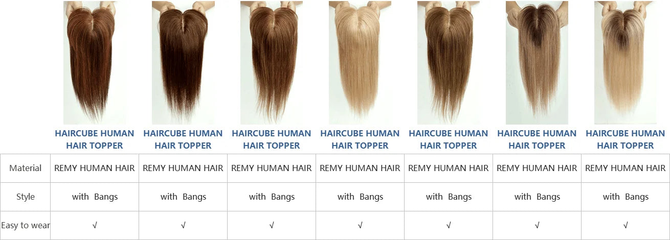 100% Remy Human Hair Toppers Ombre Light Brown Blonde Middle Part Human Hair Pieces for Women with Thinning Hair Clip in Toppers