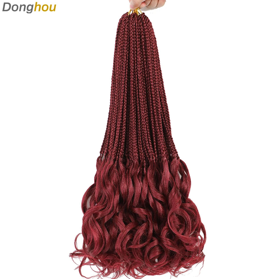 24 18 14 Inches French Curly Crochet Braids New Goddess Box Braids Bouncy French Curl Braid Hair Crochet Synthetic Braiding Hair