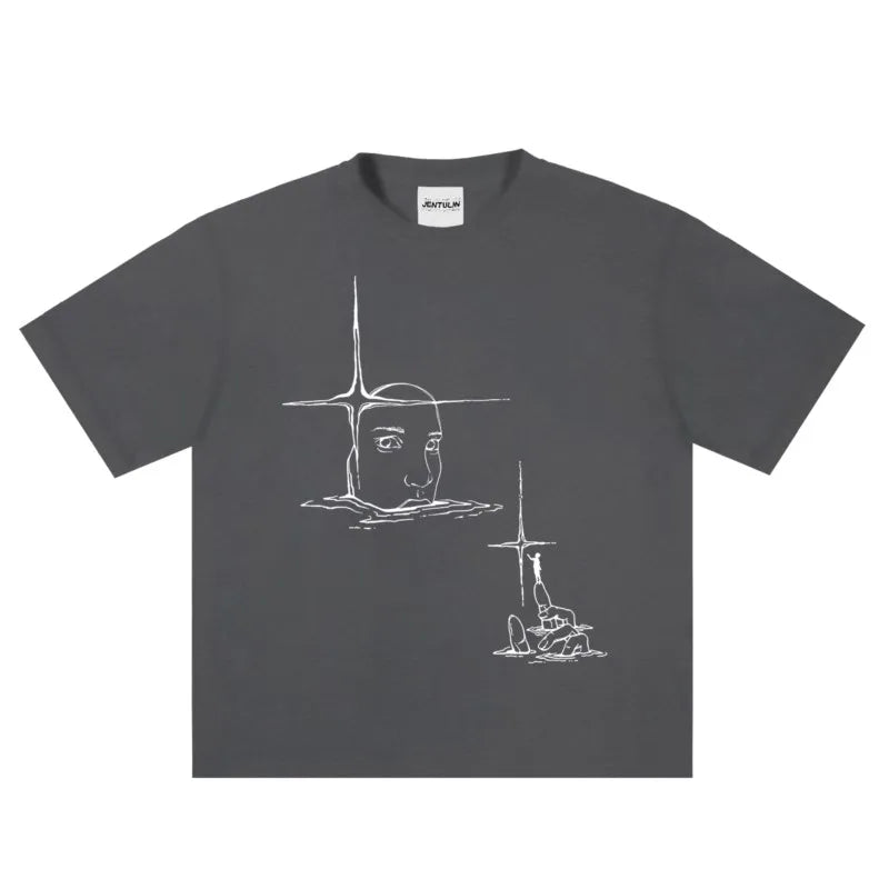 Punk Lyrical Print T-Shirts Oversize Hip Hop Women Streetwear Clothing Harajuku  Goth Unisex Men Top Short Sleeve Cotton Tee Y2K