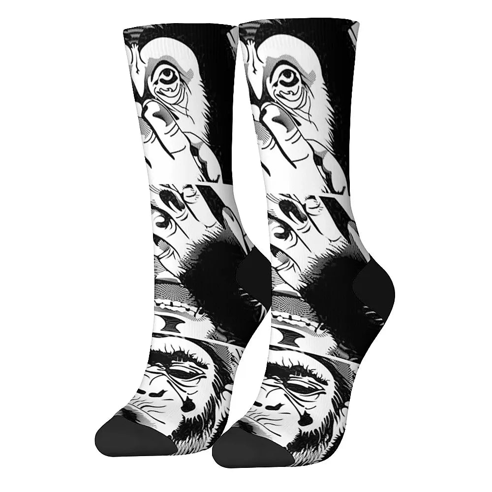 New and interesting men's socks, retro fun art gorilla, street hip-hop style, comfortable and breathable, outdoor leisure sports