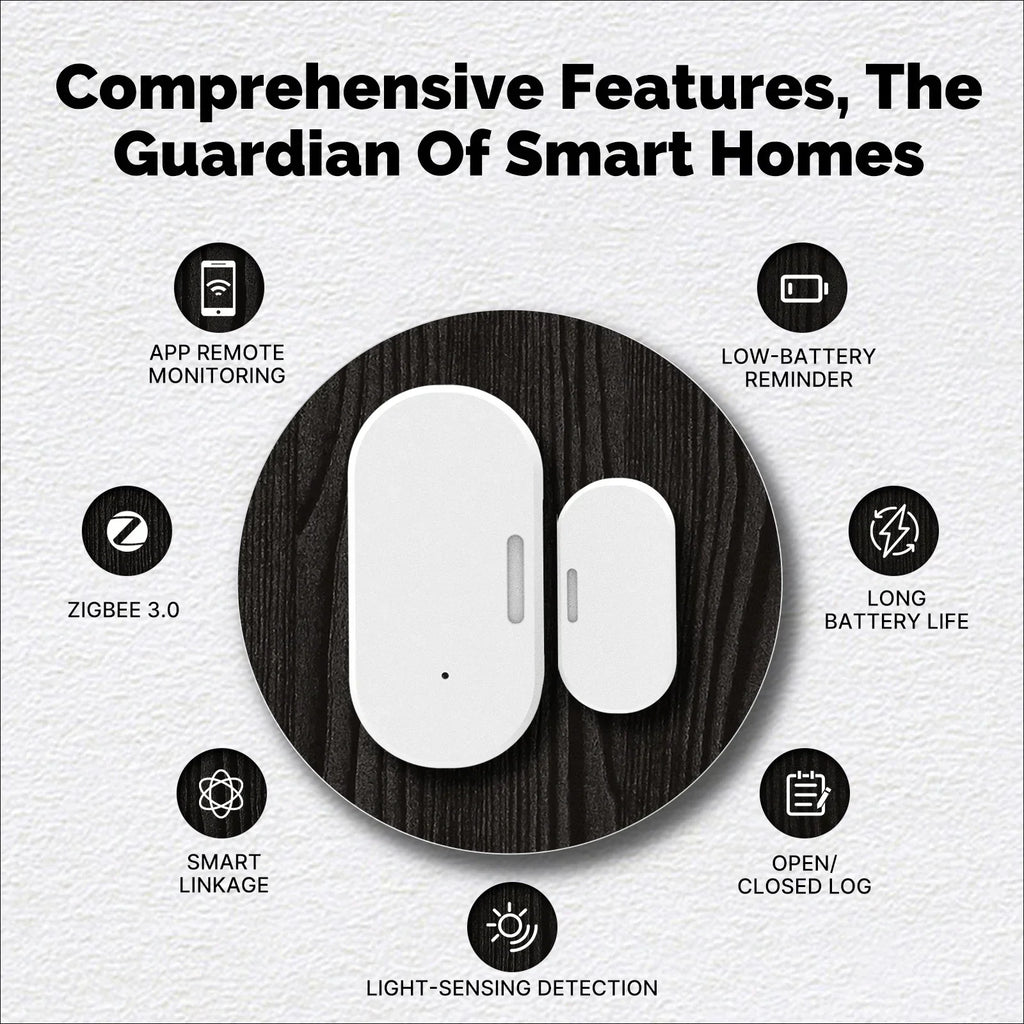 MOES Tuya ZigBee Wireless Smart Door Window Sensor Open Close Detector Light Sensing APP Notification Smart Life Home Security