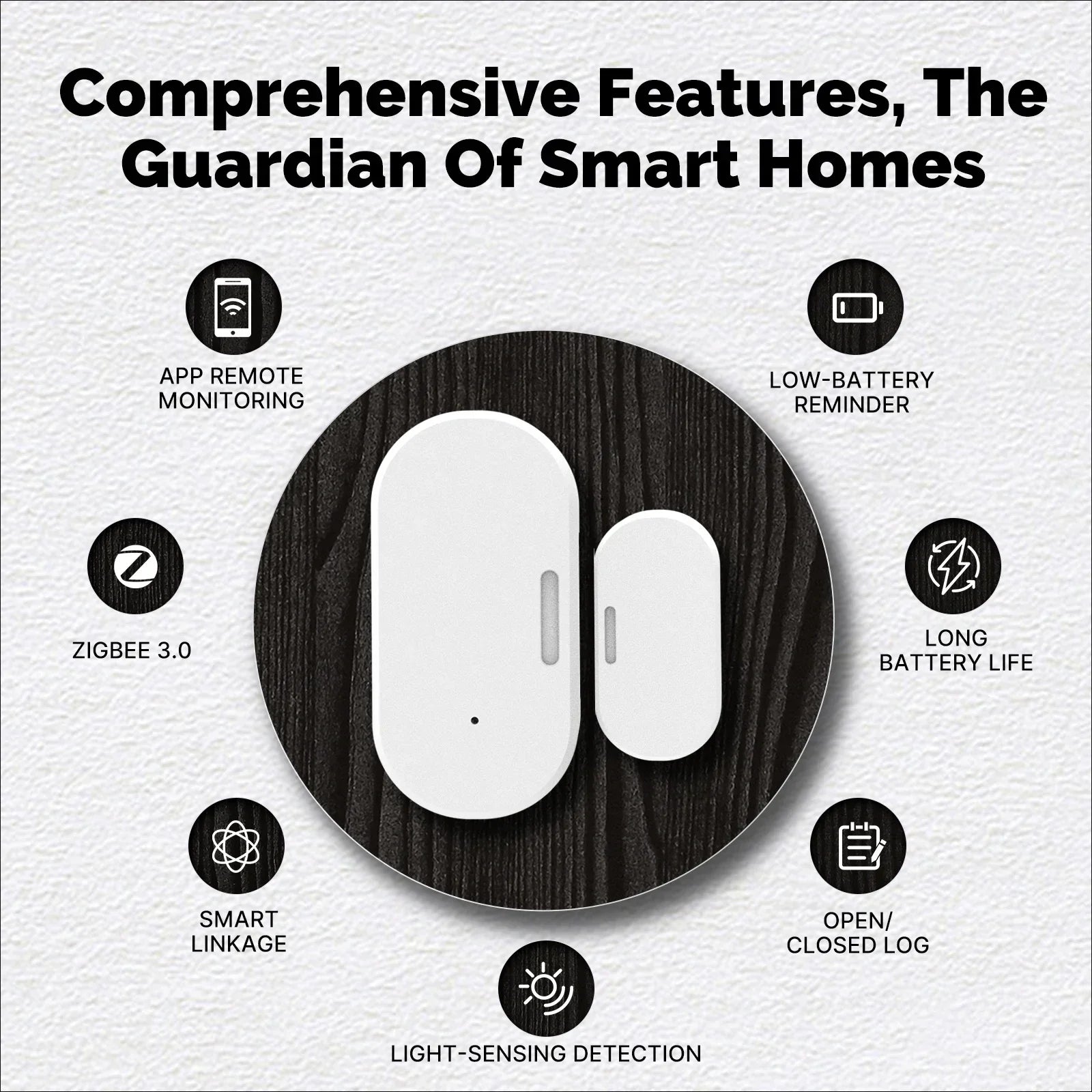 MOES Tuya ZigBee Wireless Smart Door Window Sensor Open Close Detector Light Sensing APP Notification Smart Life Home Security