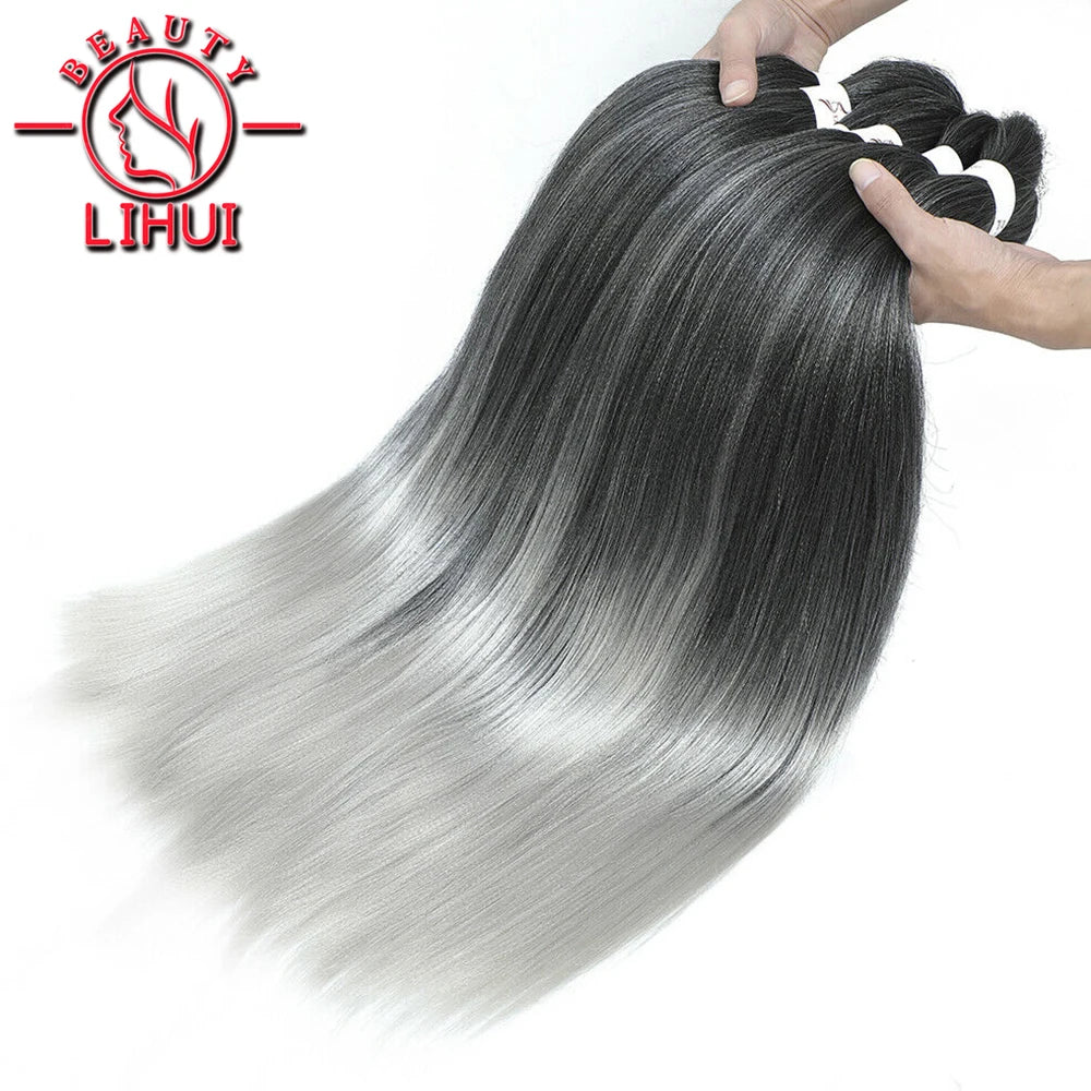 Easy Crochet Braids Ombre Hair Extensions Bundles Yaki Straight EZ Braiding Pre Stretched Synthetic Braid For African Women 6pcs