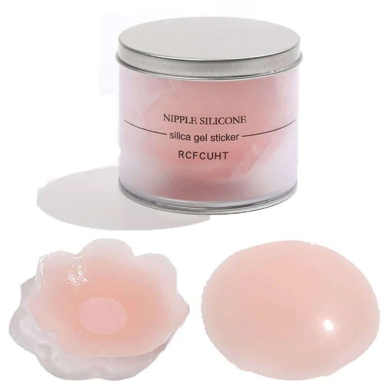 FINETOO 5/6 Pairs Breast Lift Up Tape Sexy Floral Nipple Cover Silicone Invisible Adhesive Stickers Reusable Paste Intimates