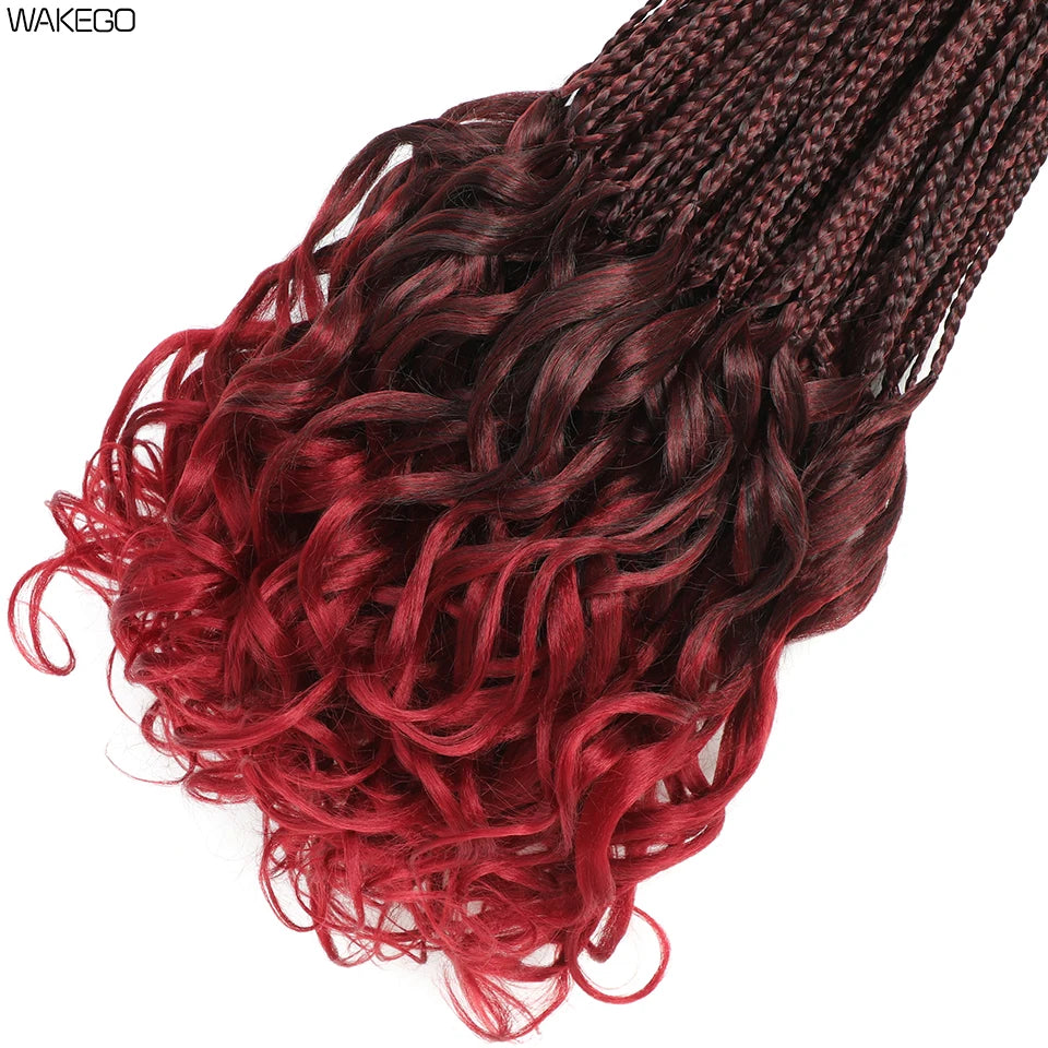 24 18 14 Inches French Curly Crochet Braids New Goddess Box Braids Bouncy French Curl Braid Hair Crochet Synthetic Braiding Hair