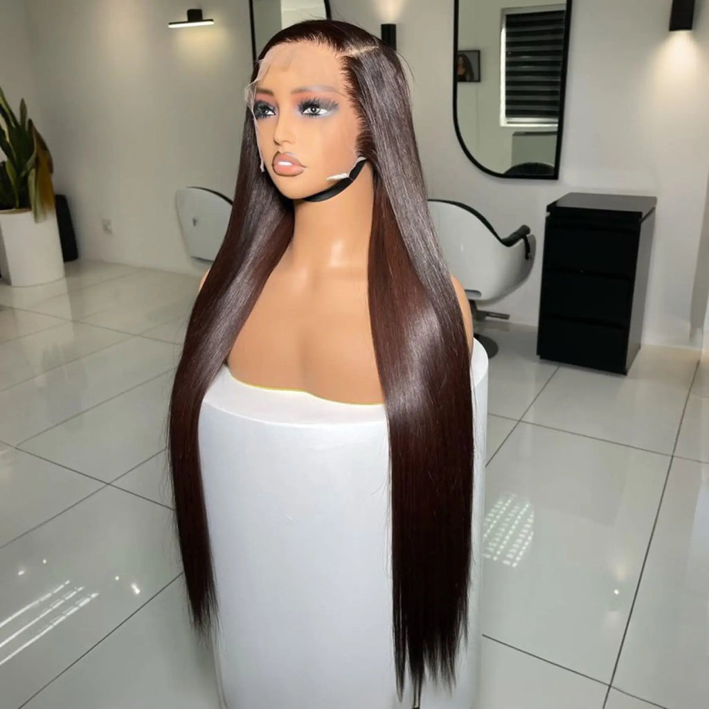 Straight Black Color Soft Synthetic 13X4X1 HD Lace Frontal Wig For Black Women Prepucked Bleach Knots Glueless Wig Daily Party