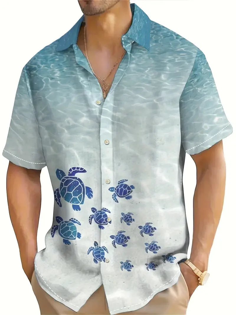 2024 Men's Fashion Short Sleeve Button Up Shirt - Flip Collar Summer Hawaiian Beach Shirt Comfortable High Quality Fabric
