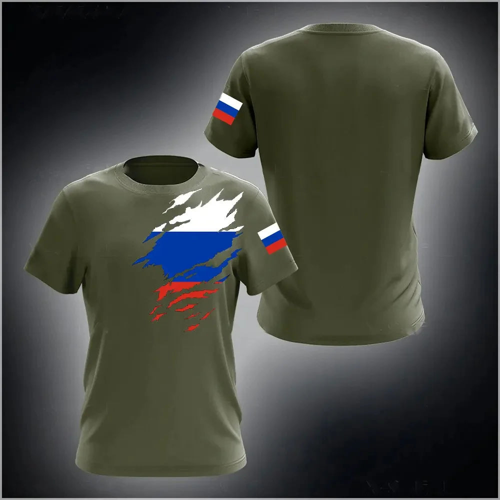 Country National Flag Camouflage Graphic T Shirt for Men Clothing Russia Eagle Emblem Camo T-Shirt Spain Forest Combat Tee Shirt