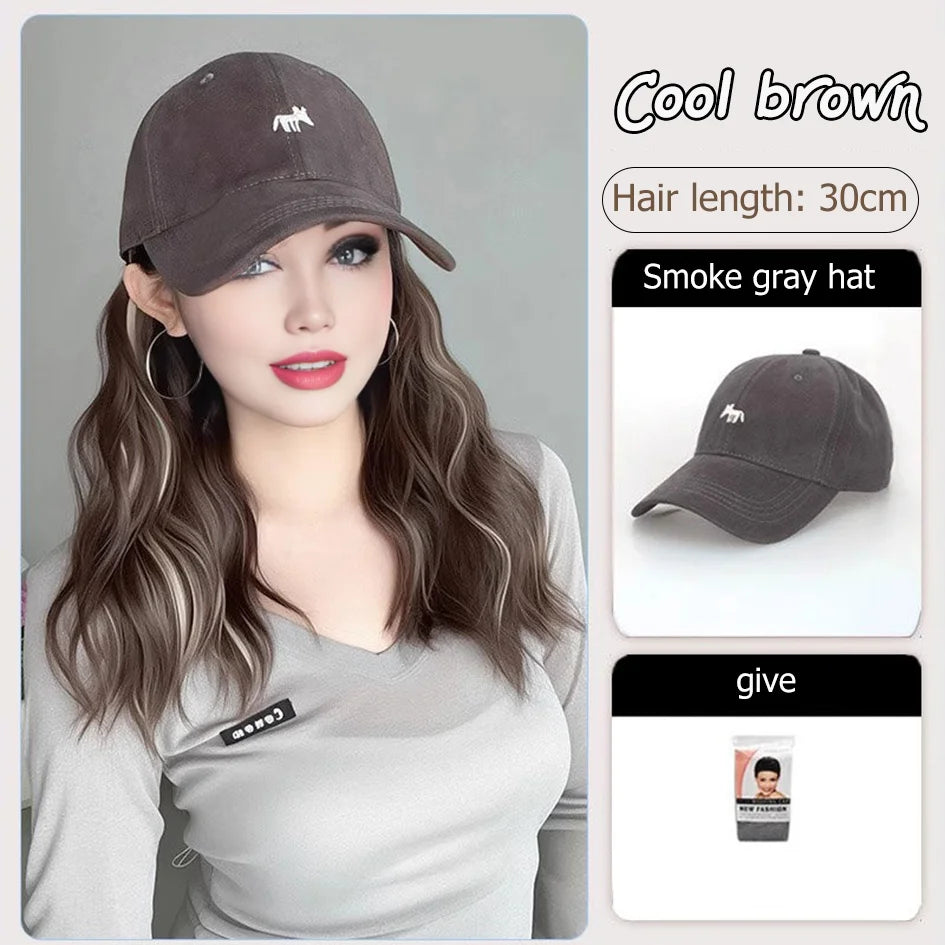 Synthetic12/16/18inch duckweave cap straight hair inward wig baseball capwater wave wig extensions ponytail daily Christmas