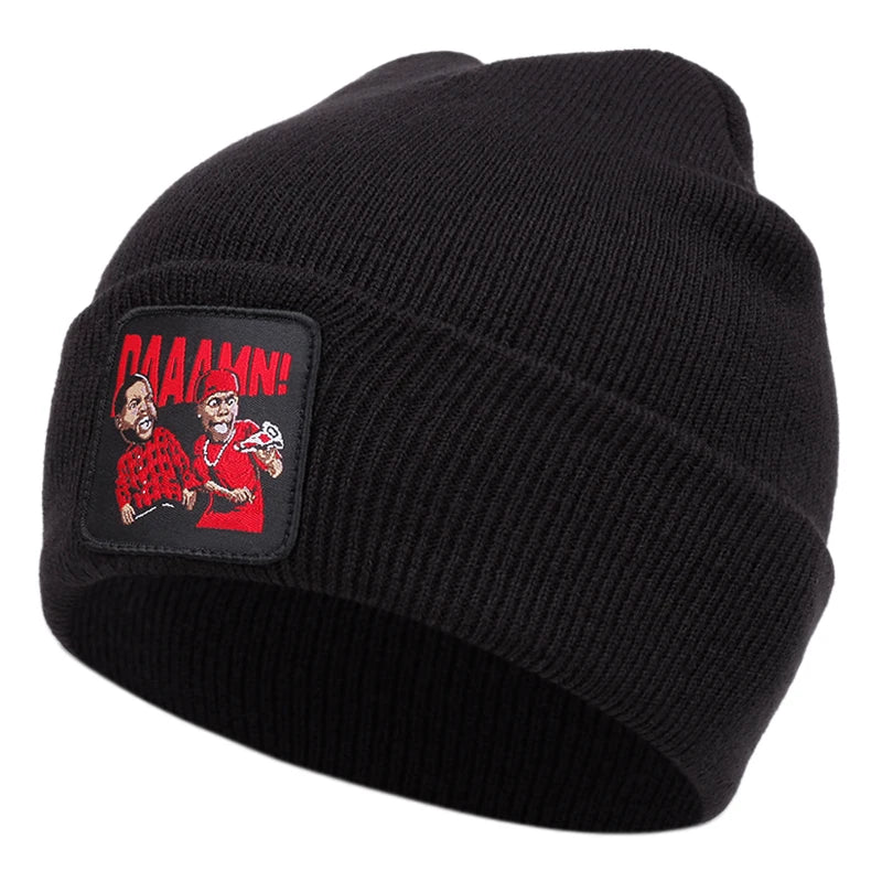 DAAAMN cartoon embroidered knitted hat for autumn and winter outdoor sports events Warm woolen hat hip-hop