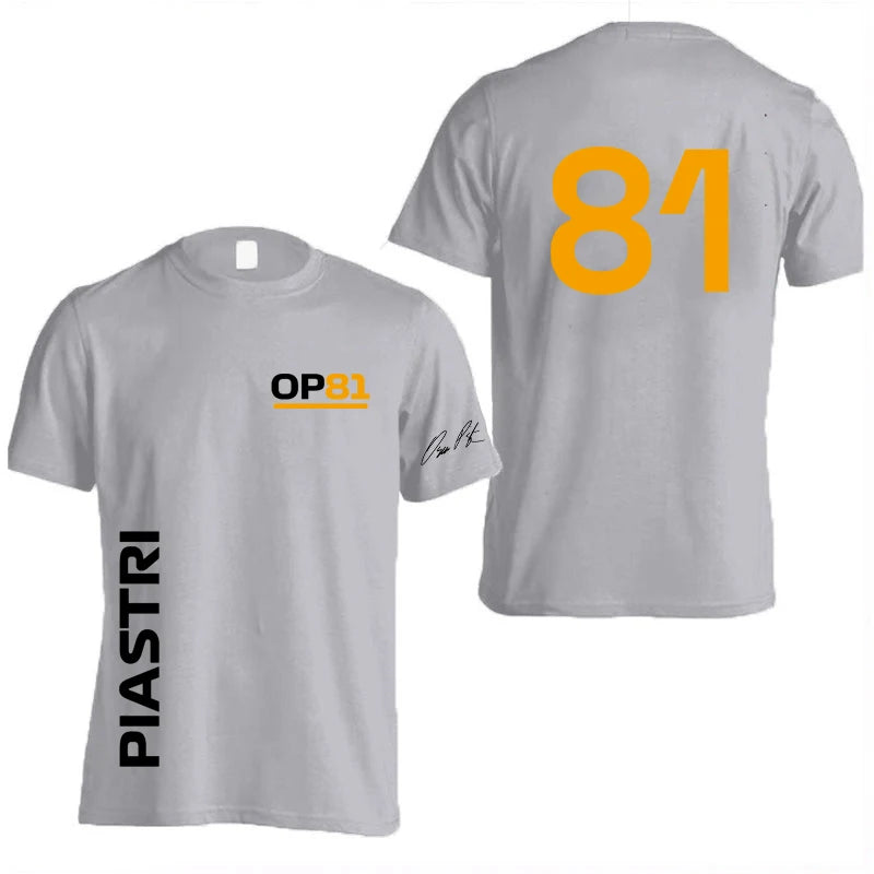 Oscar Piastri 81 Driver Logo Racing Team Men T-shirt Summer Short Sleeve Women Tee Shirts 100% Cotton Fashion Couple Clothes Top