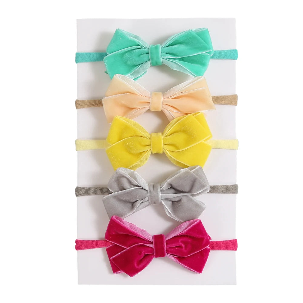 5Pcs/Lot Baby Headband for Baby Girls Soft Nylon Elastic Solid Color Hairband Print Hair Bow Kids Headwear Baby Hair Accessories