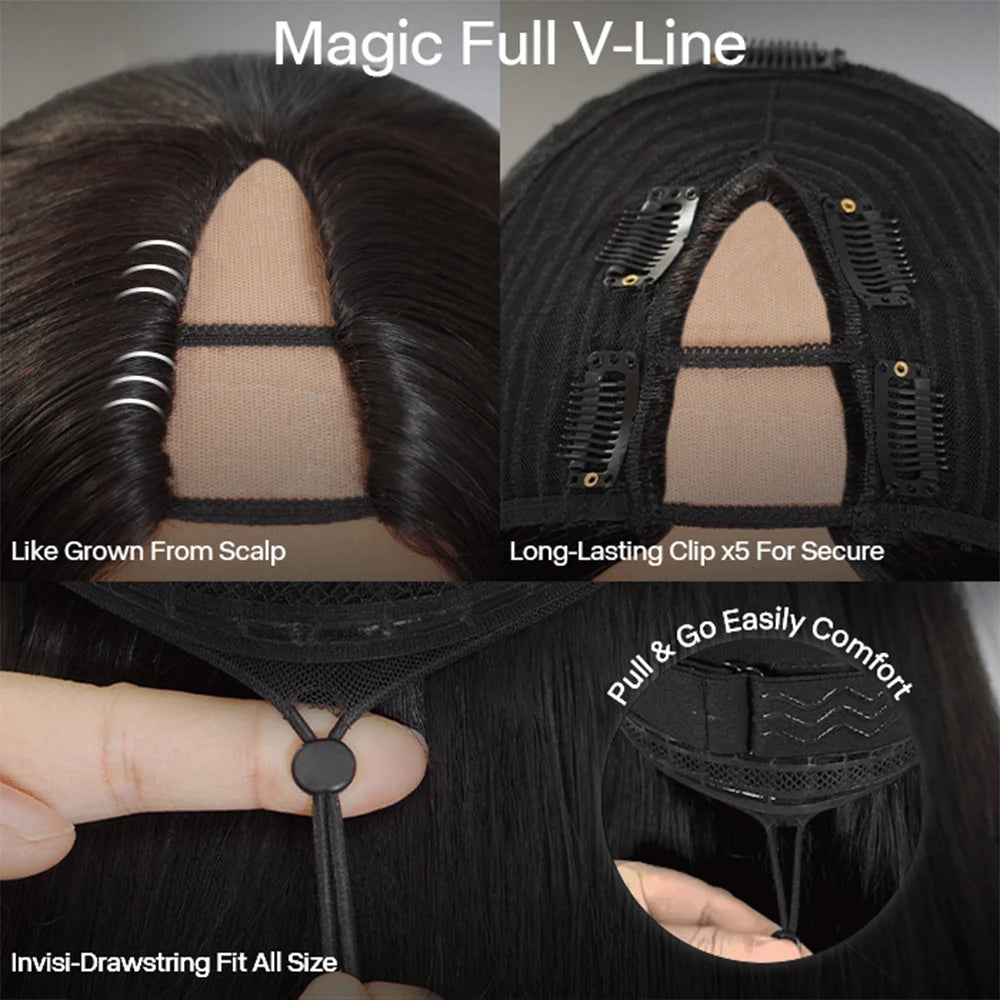 30 Inch Kinky Straight U Part Wig Glueless Wigs Human Hair Ready To Wear Remy Human Hair Wigs V Part Wig No Lace Wigs For Women